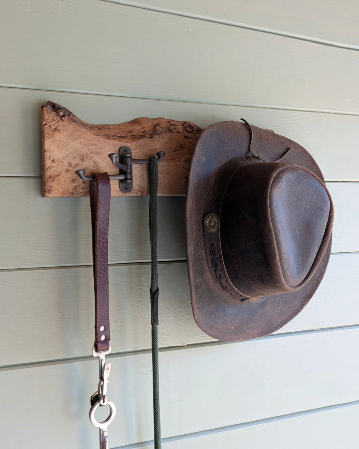 Solid oak coat racks collection — handmade Pippy Oak / Burl Oak wall mounted rails with cast‑iron hooks